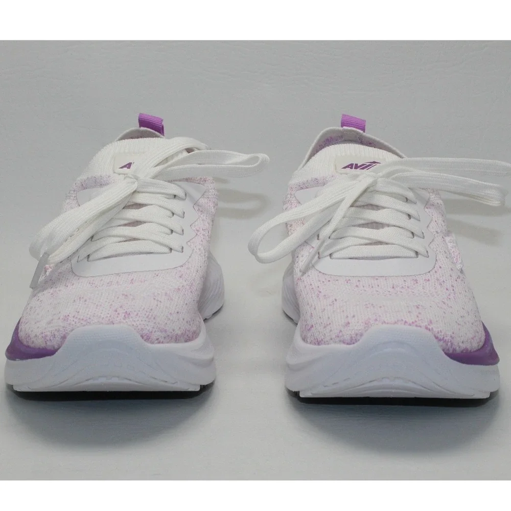Avia Womens Athletic Shoes Sneakers White Purple Knit Lace Up Size‎ 6.5